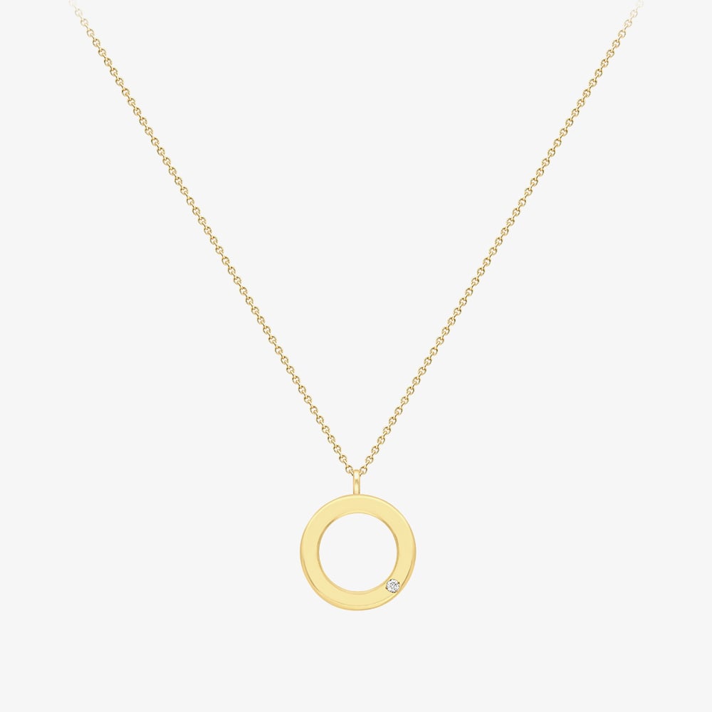 9ct Yellow Gold Diamond Open Circle Necklace 12125147271