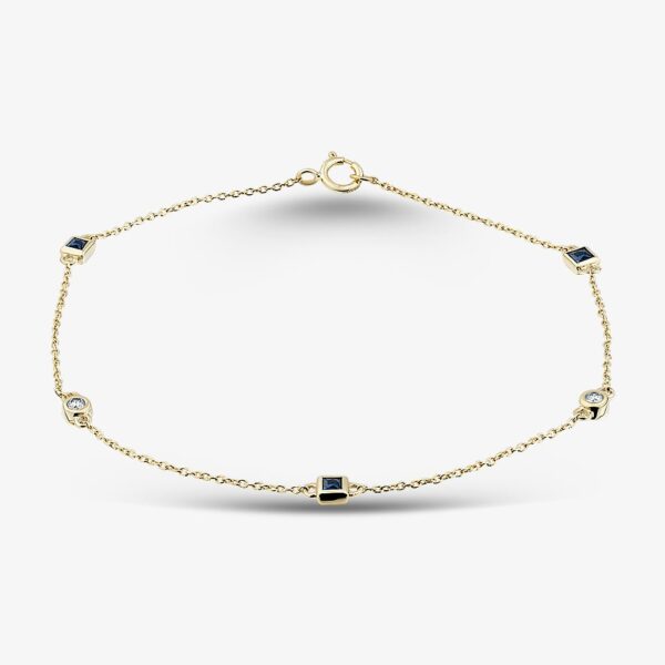 Gold Impression 9ct Yellow Gold Sapphire & Diamond Chain Bracelet RJB04749-BS