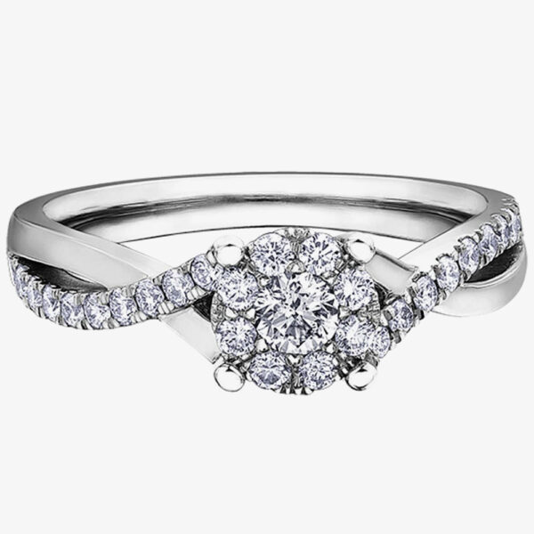 9ct White Gold 0.52ct Diamond Twist Cluster Ring LB3967WG/52-10 M