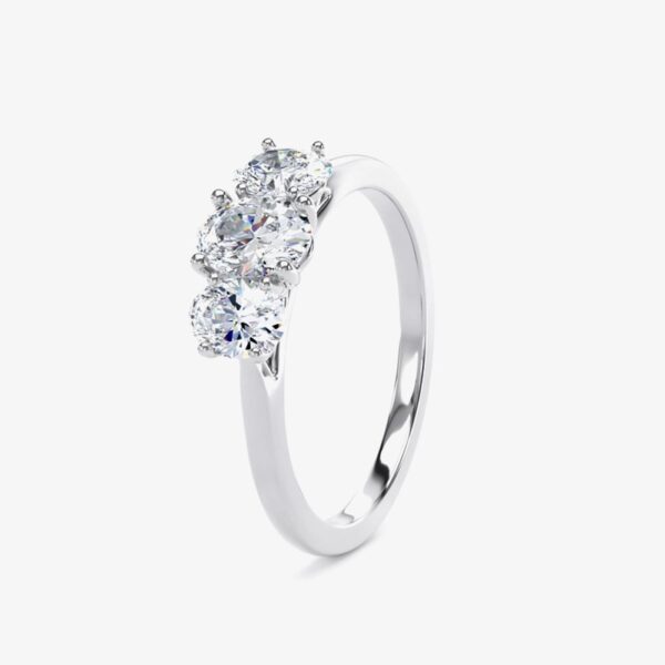 Platinum Oval Cut 1.00ct Diamond Trilogy Ring M3001-050-100-PT-G-SI1 P
