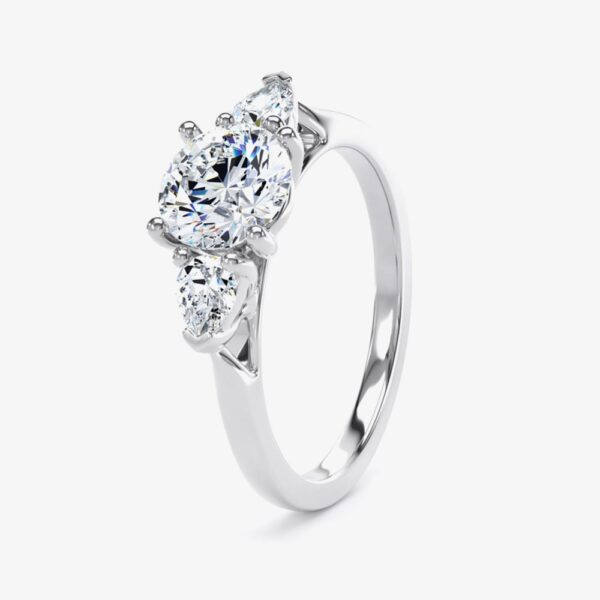 Platinum Excellence Platinum 0.70ct Brilliant Cut & Pear Cut Diamond Three Stone Ring M3R03-050-070-PT-G-SI1