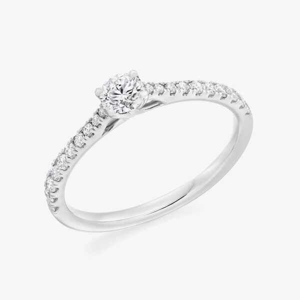 Platinum 0.23ct Brilliant Cut Diamond Shoulder Set Solitaire Ring ENG25307SMT L