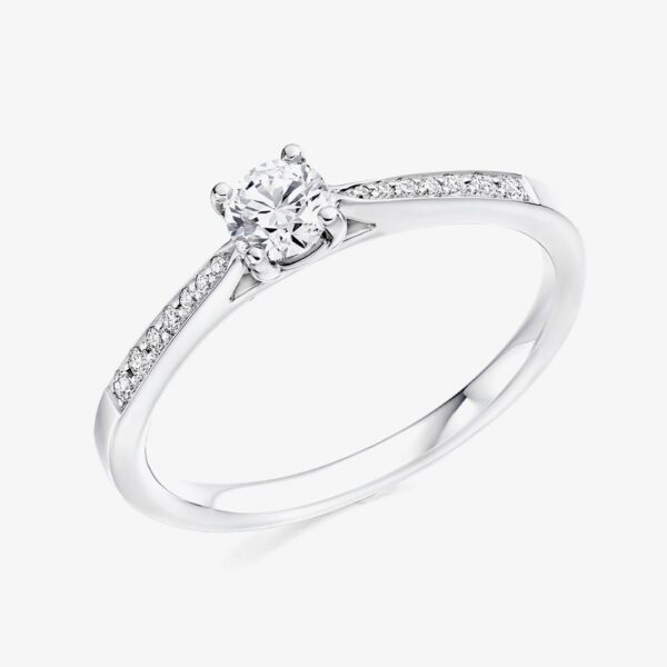 Platinum 0.23ct Brilliant Cut Shoulder Set Solitaire Ring ENG4293SMT M
