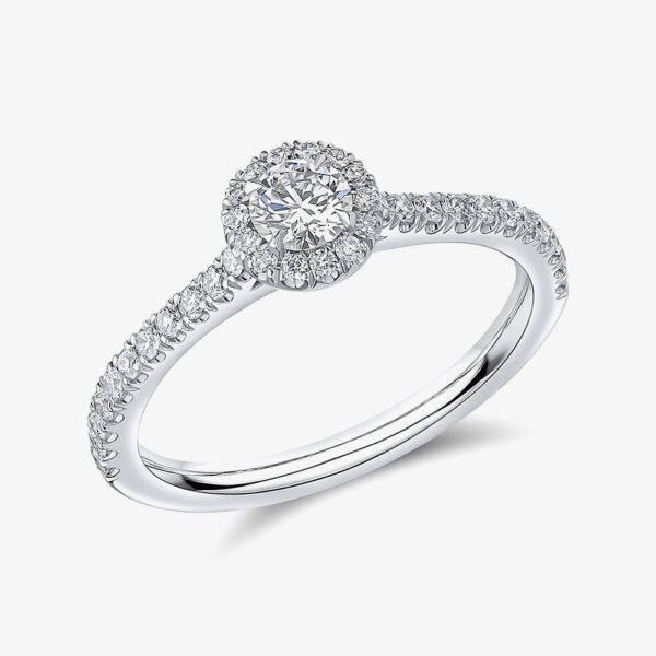 Platinum 0.20ct Brilliant Cut Diamond Shoulder Set Solitaire Ring ENG90020SMT N
