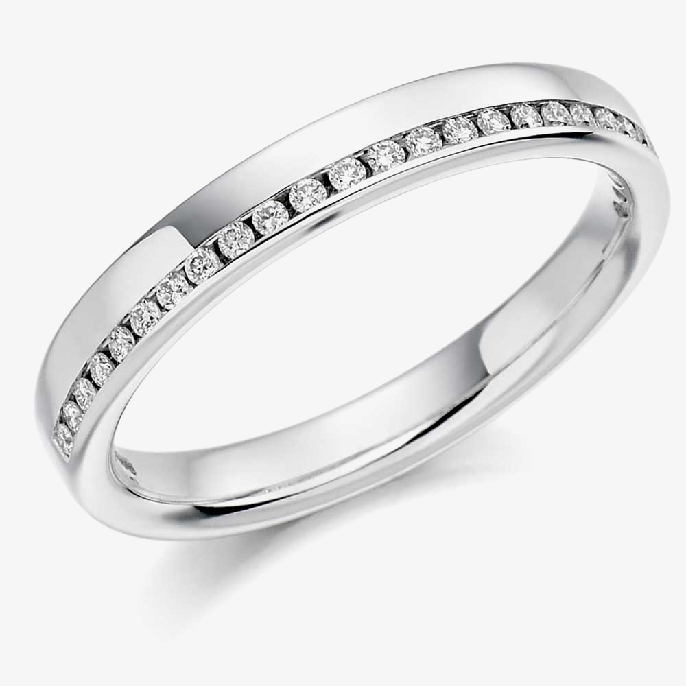 18ct White Gold Channel-set 0.12ct Diamond Half Eternity Ring HET1152 18W