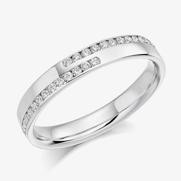 Platinum 0.25ct Channel Set Round Brilliant Crossover Half Eternity Ring HET1177