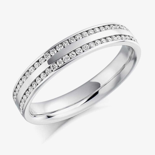 18ct White Gold 0.26ct Channel Set Round Brilliant Double Row Half Eternity Ring HET1136 18W M