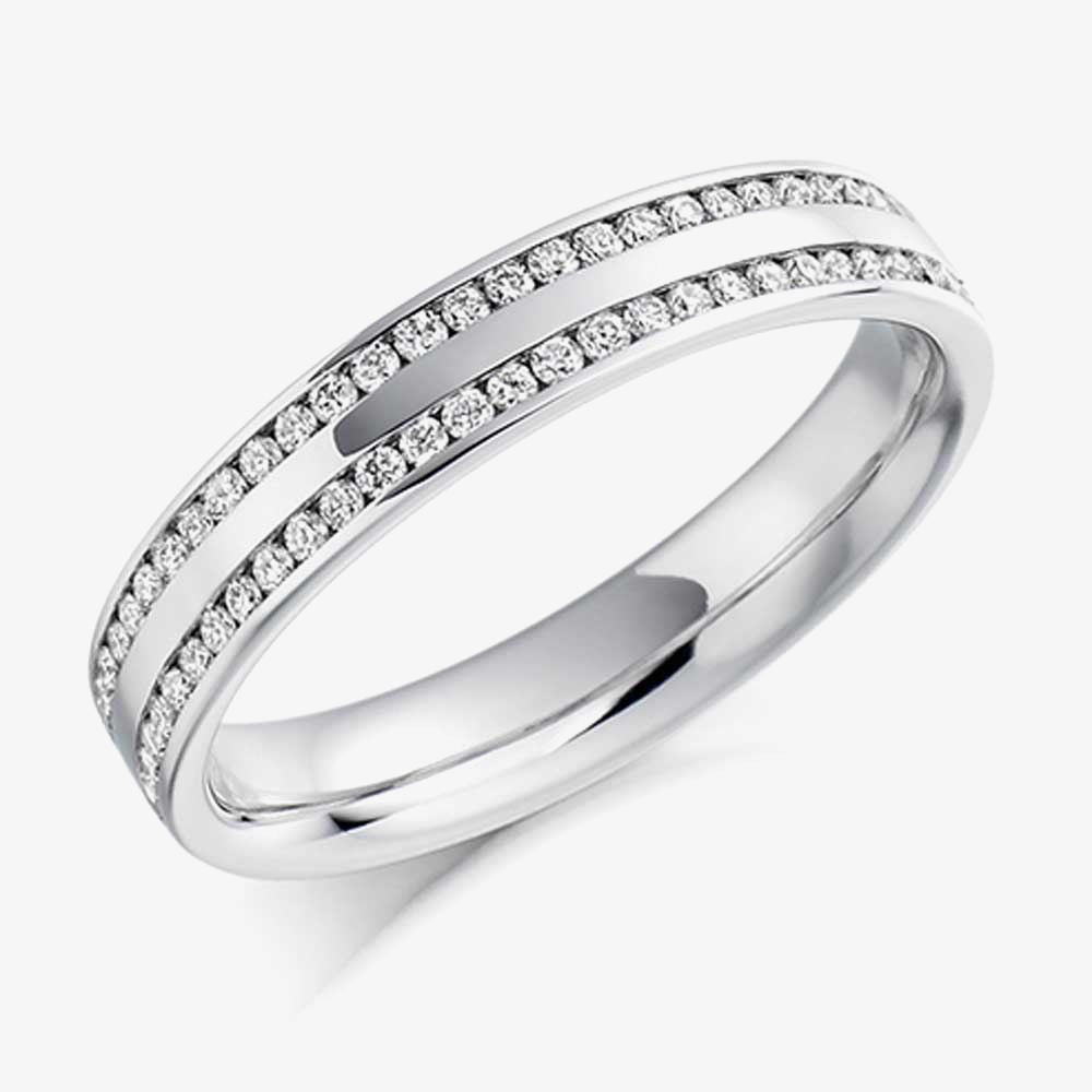 18ct White Gold 0.26ct Channel Set Round Brilliant Double Row Half Eternity Ring HET1136 18W M