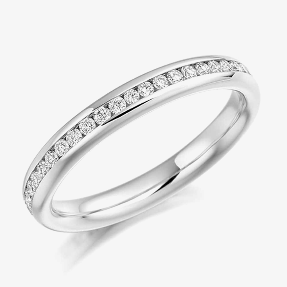 18ct White Gold 0.50ct Channel Set Round Brilliant Full Eternity Ring FET889 18W M