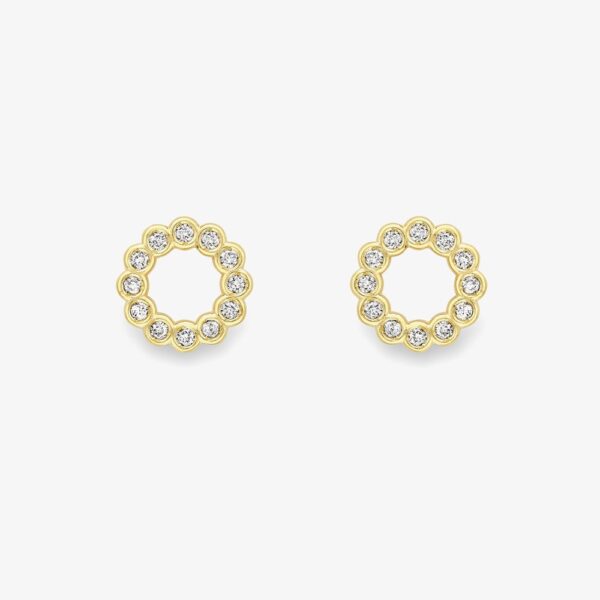 18ct Yellow Gold Diamond Circle Stud Earrings 13225147258