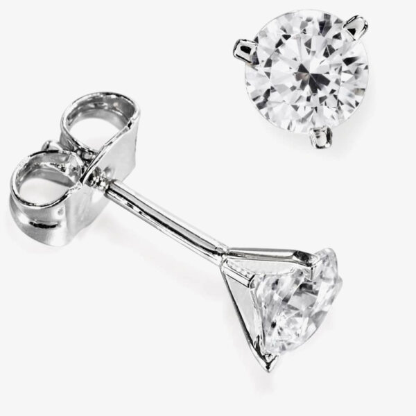 18ct White Gold 0.40ct Brilliant Round 3 Claw Diamond Earrings F102E(3.8)PR