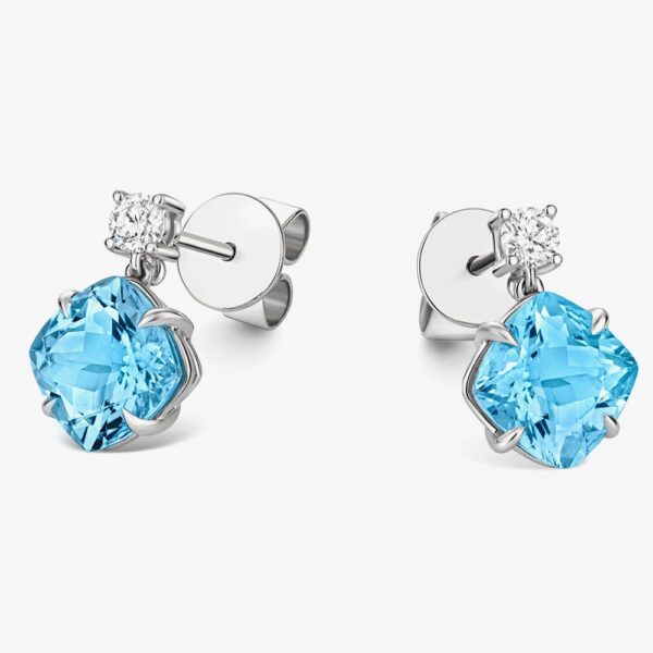 Tivon 18ct White Gold Santa Maria Aquamarine and Diamond Stud Earrings EW-0919-SAQ