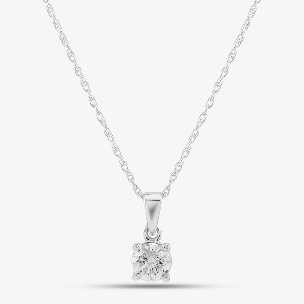 18ct White Gold 0.33ct Brilliant Cut Diamond Solitaire Necklace THP3119-33 18KWG (WG)(GH-I1)