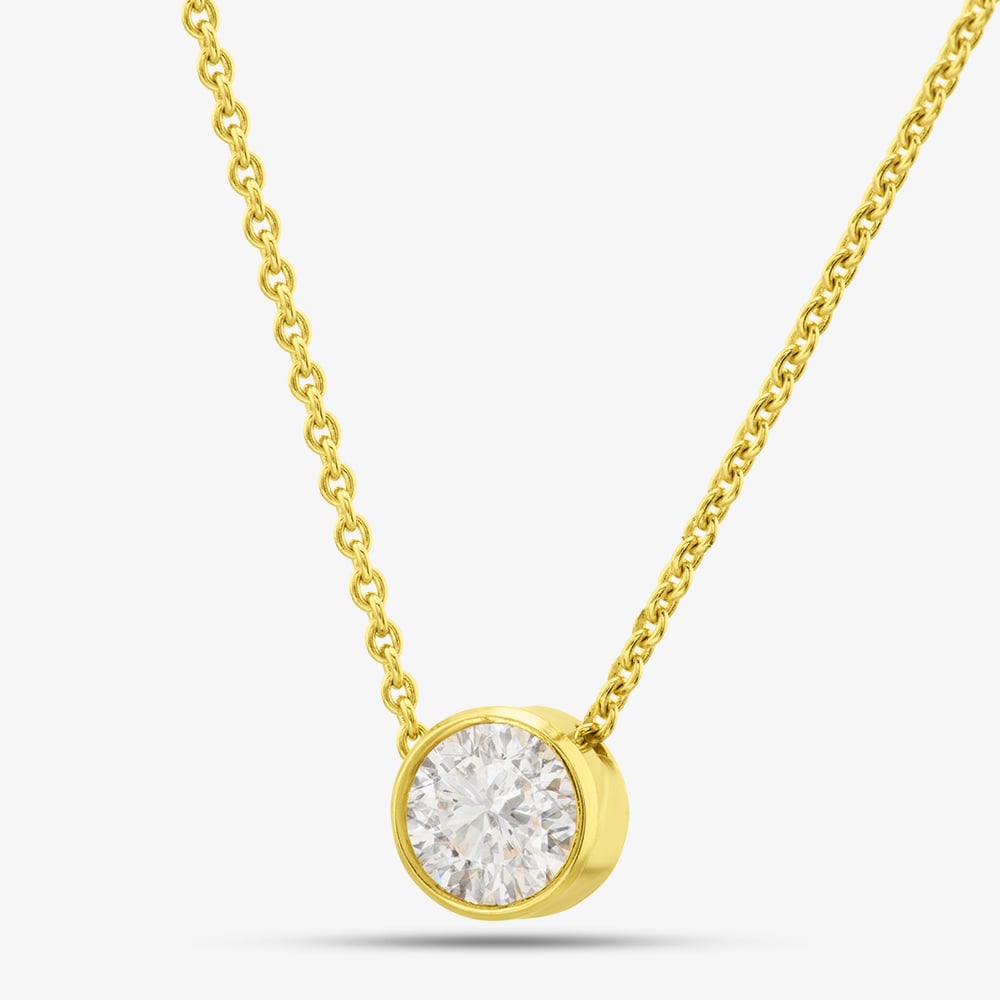 18ct Yellow Gold 0.14ct Rubover Diamond Necklace CB180-18