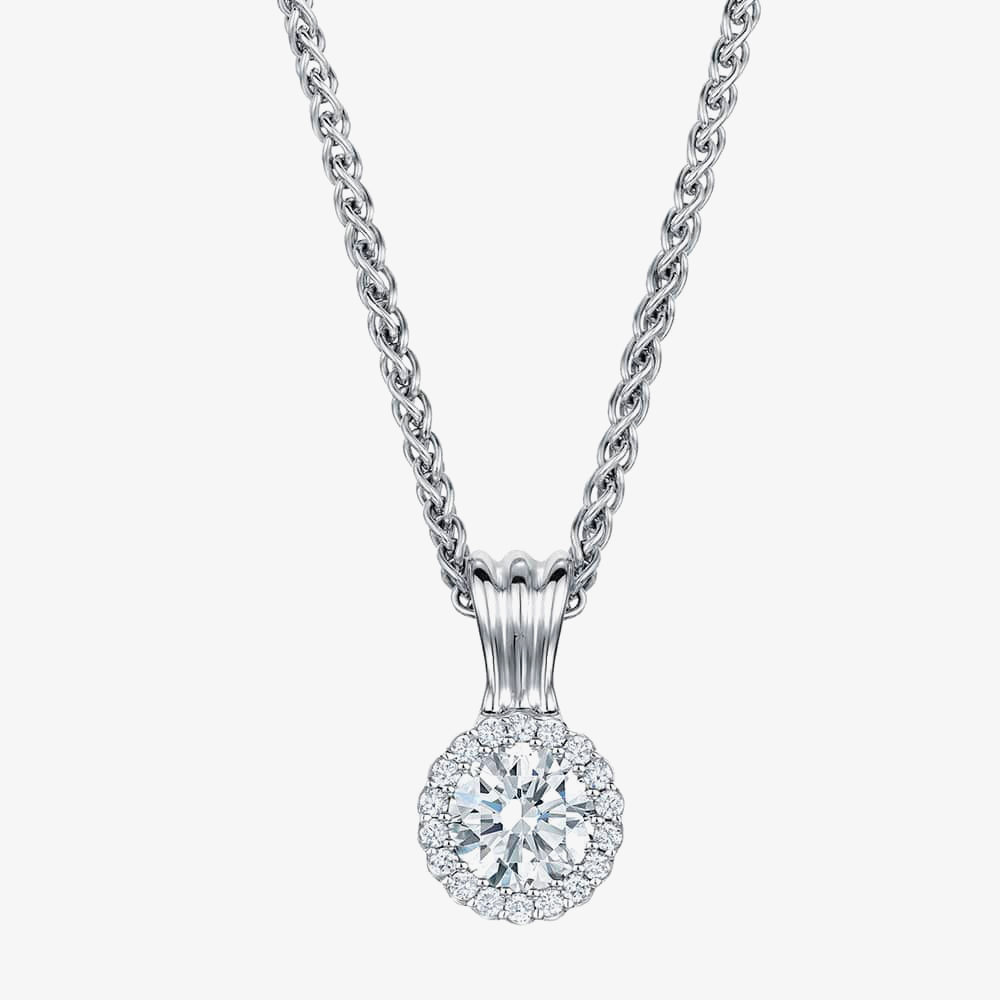 Geoghegan Cannele 18ct White Gold Diamond 0.33ct Halo Cluster Pendant CAN68/W