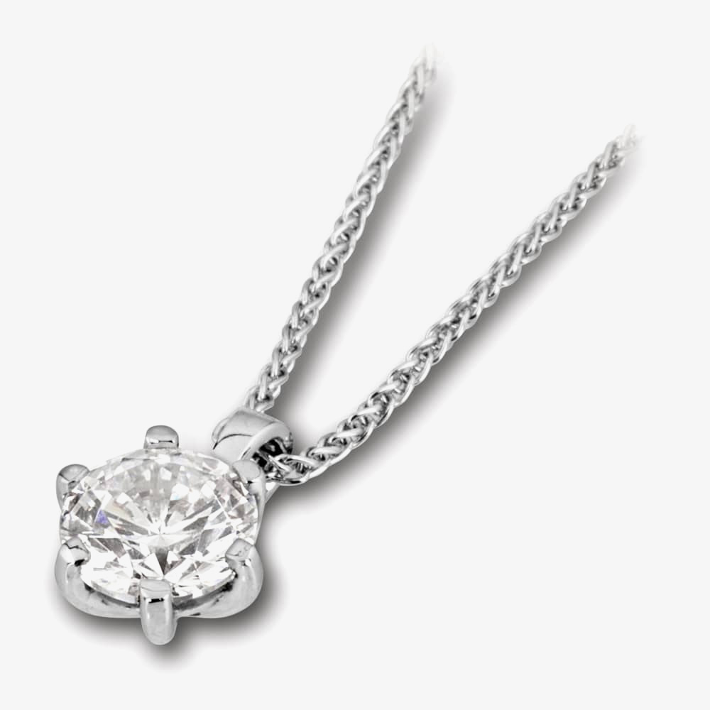 18ct White Gold 0.33ct Round Brilliant 6 Claw Diamond Pendant PD244(4.5)- H/SI2/0.33ct