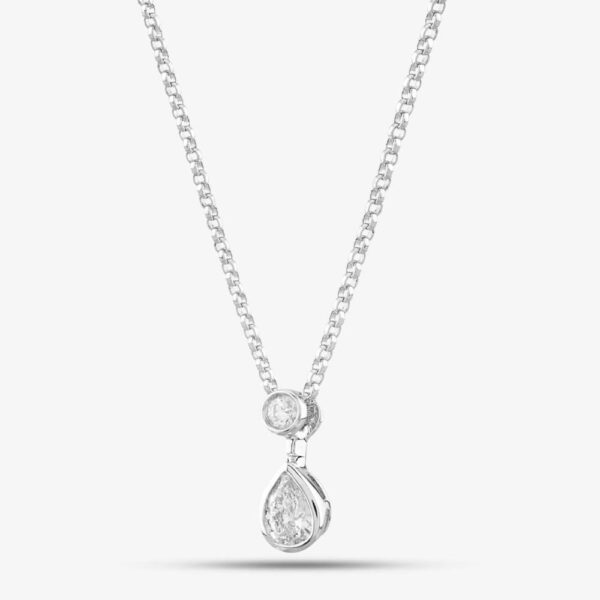 18ct White Gold 0.31ct Pear & Brillaint Cut Diamond Dropper Necklace P22430GW18DD