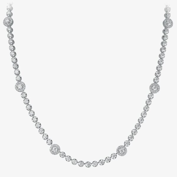 18ct White Gold 4.30ct Diamond Halo Cluster Necklace HSN1015(4.30CT)S