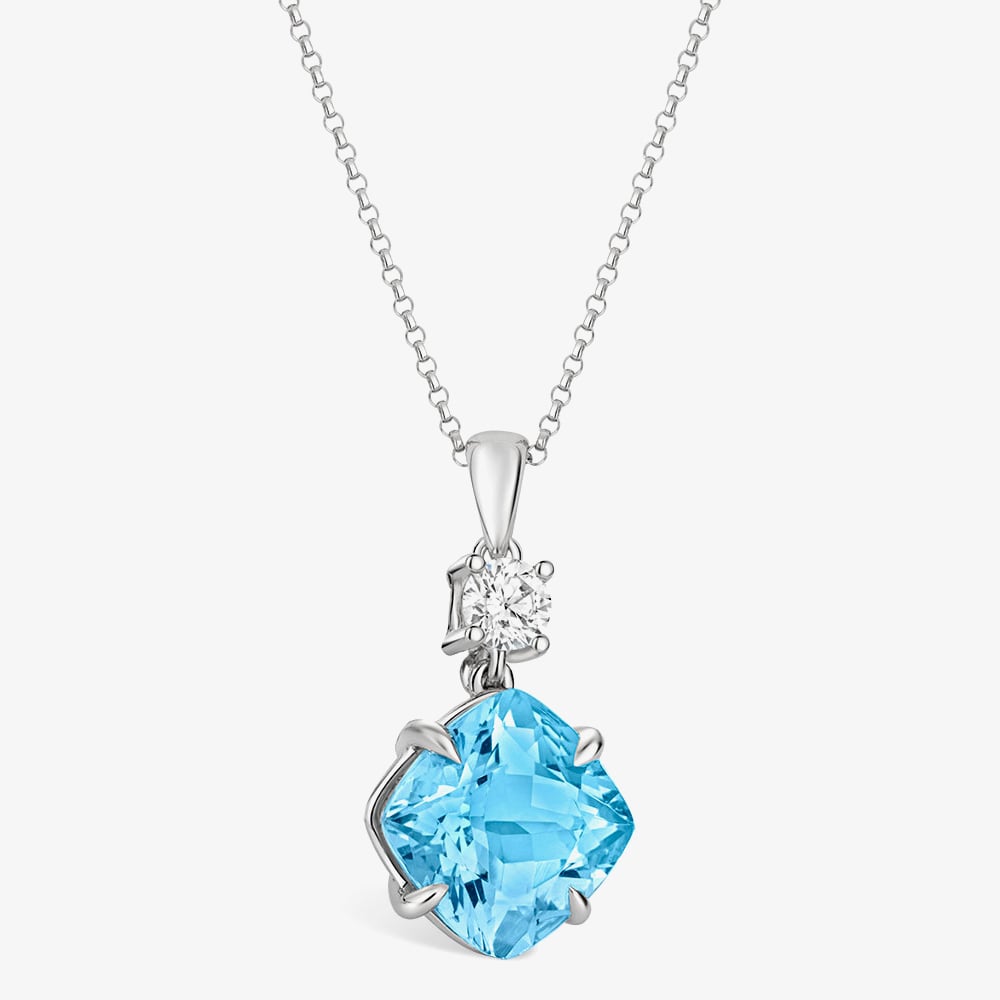 Tivon 18ct White Gold Santa Maria Aquamarine and Diamond Necklace PW-0944-SAQ