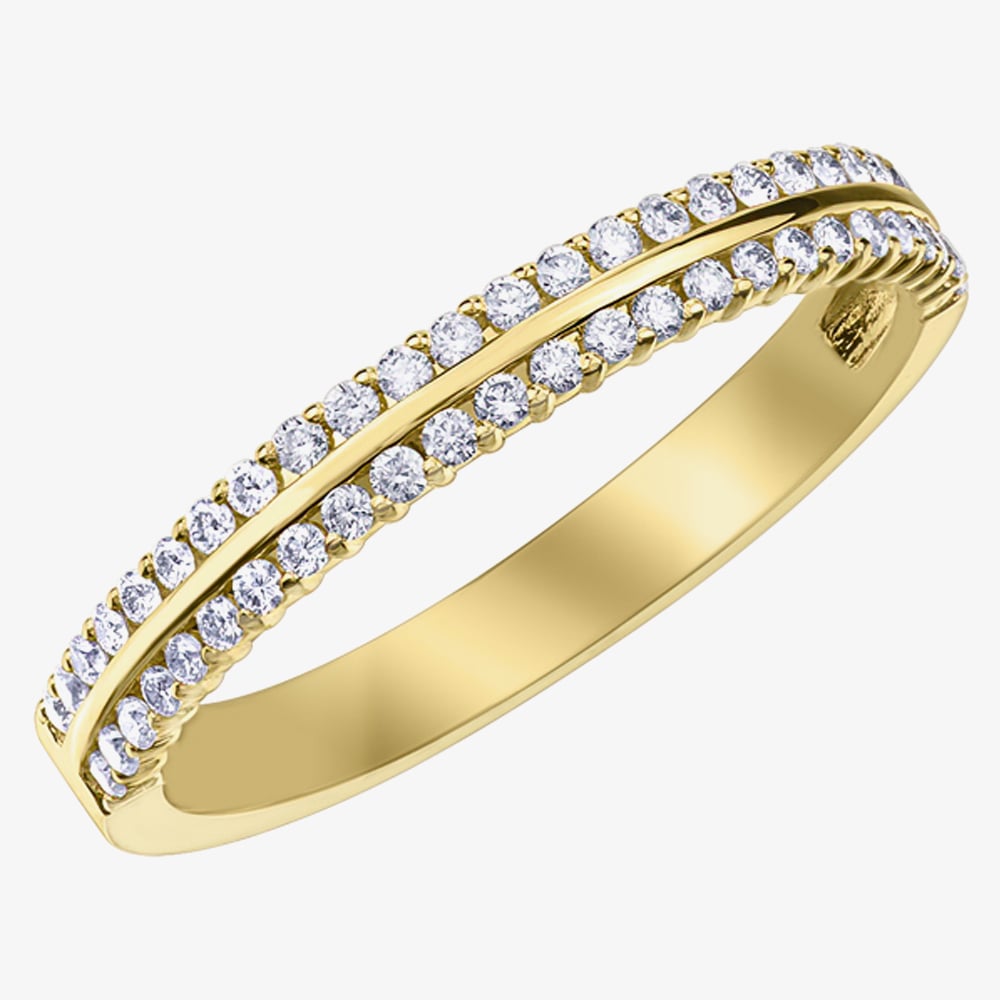 9ct Yellow Gold 0.50ct Diamond Two Row Half Eternity Ring 50L92/50-10 O