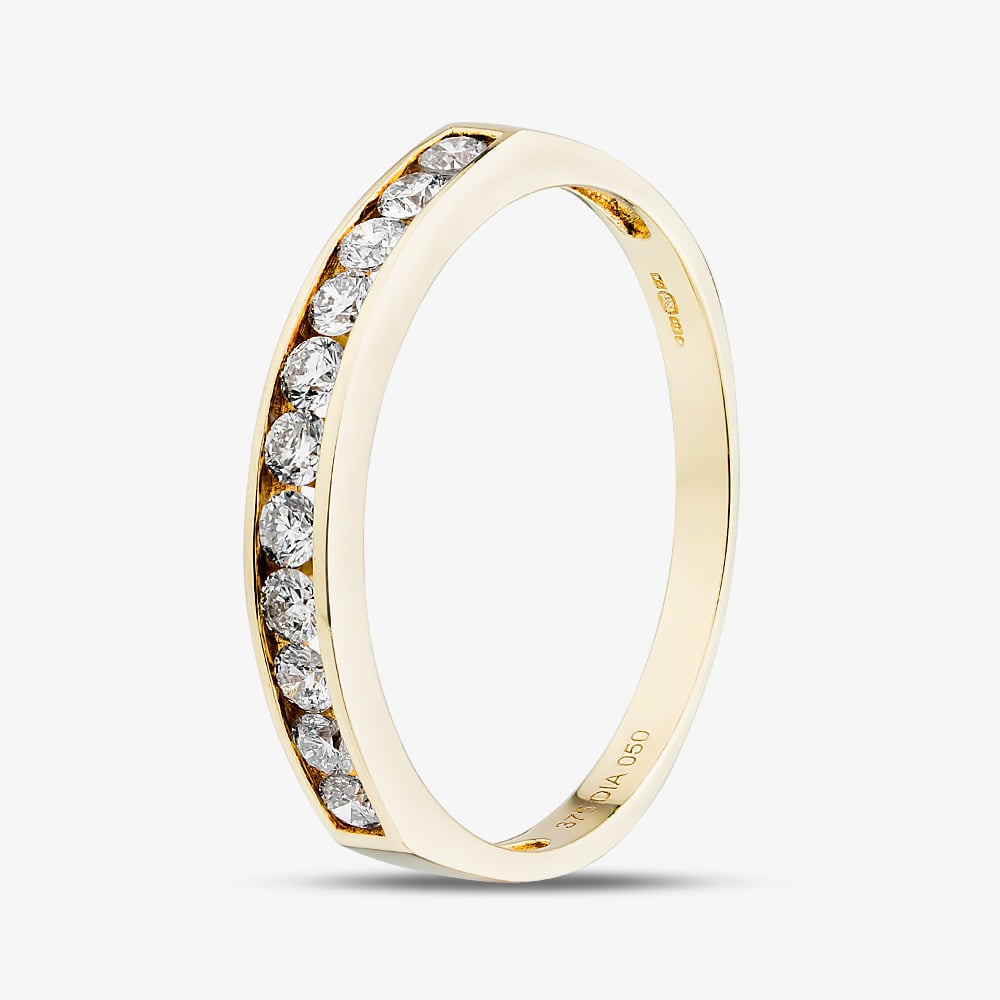 9ct Yellow Gold 0.50ct Diamond Channet Set Half Eternity Ring PR03633Y T 1/2