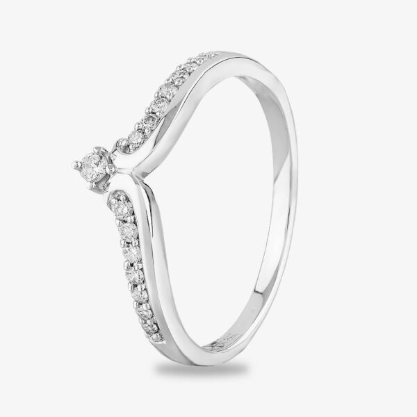Pure Brilliance 9ct White Gold 0.15ct Diamond Wishbone Ring THR28175-15 S (WG)