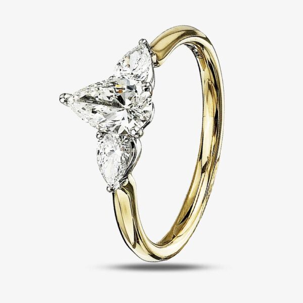 18ct Yellow Gold 0.65ct Pear Cut Diamond Three Stone Ring 31158YW/65-18 N