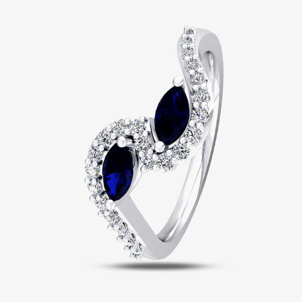 18ct White Gold Sapphire and Diamond Swirl Ring 9694/18W/DQ7S-0.16CT N