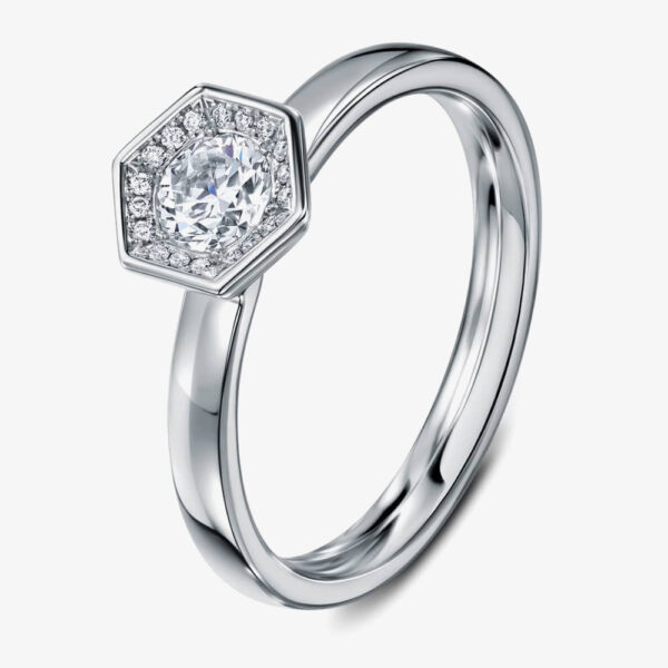 Geoghegan Chapiteau Platinum & Diamond 0.54ct Hexagonal Shape Cluster Ring CHA6/P