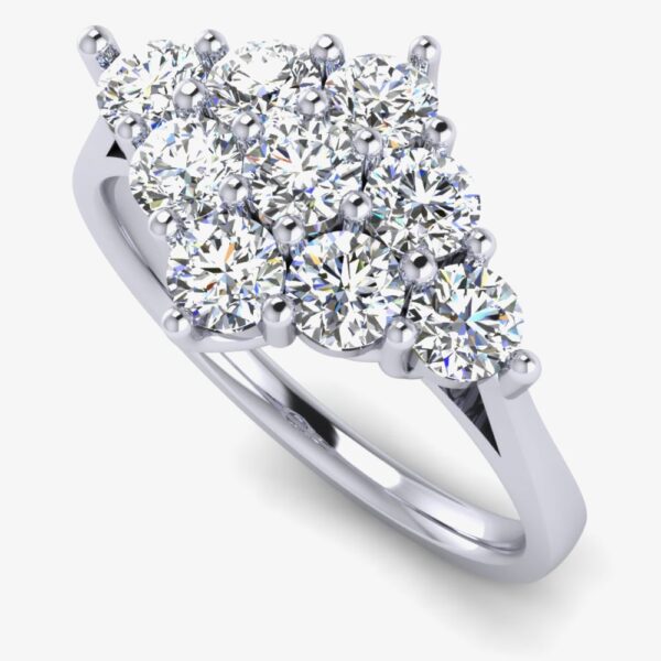 Platinum 1.50ct Nine Stone Diamond Cluster Ring 10359/PL/DQ10 M