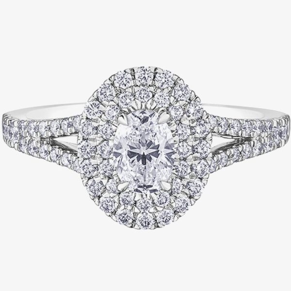Platinum 1.07ct Oval Diamond Cluster Ring 31065WG/100 O