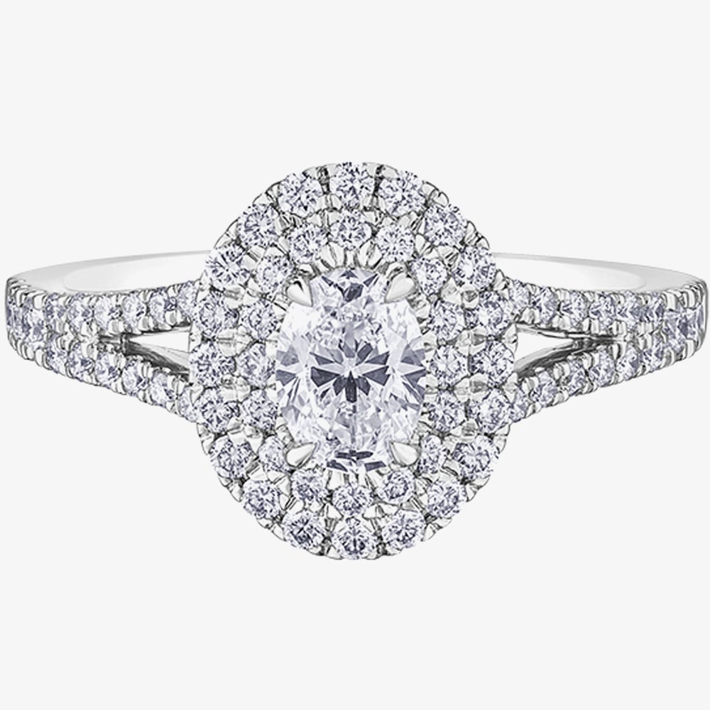 Platinum 1.07ct Oval Diamond Cluster Ring 31065WG/100 O