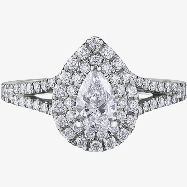 Platinum 1.10ct Pear Diamond Cluster Ring 31068WG/105-18 M