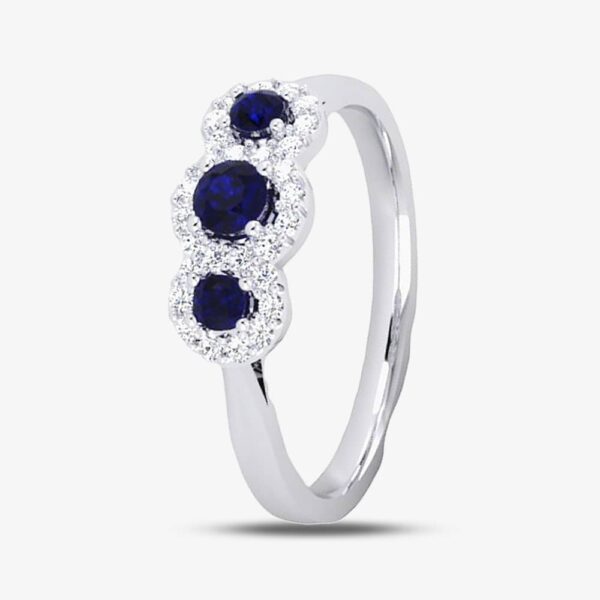 Platinum Sapphire & Diamond Triple Cluster Ring 10334/PL/DQ10S M