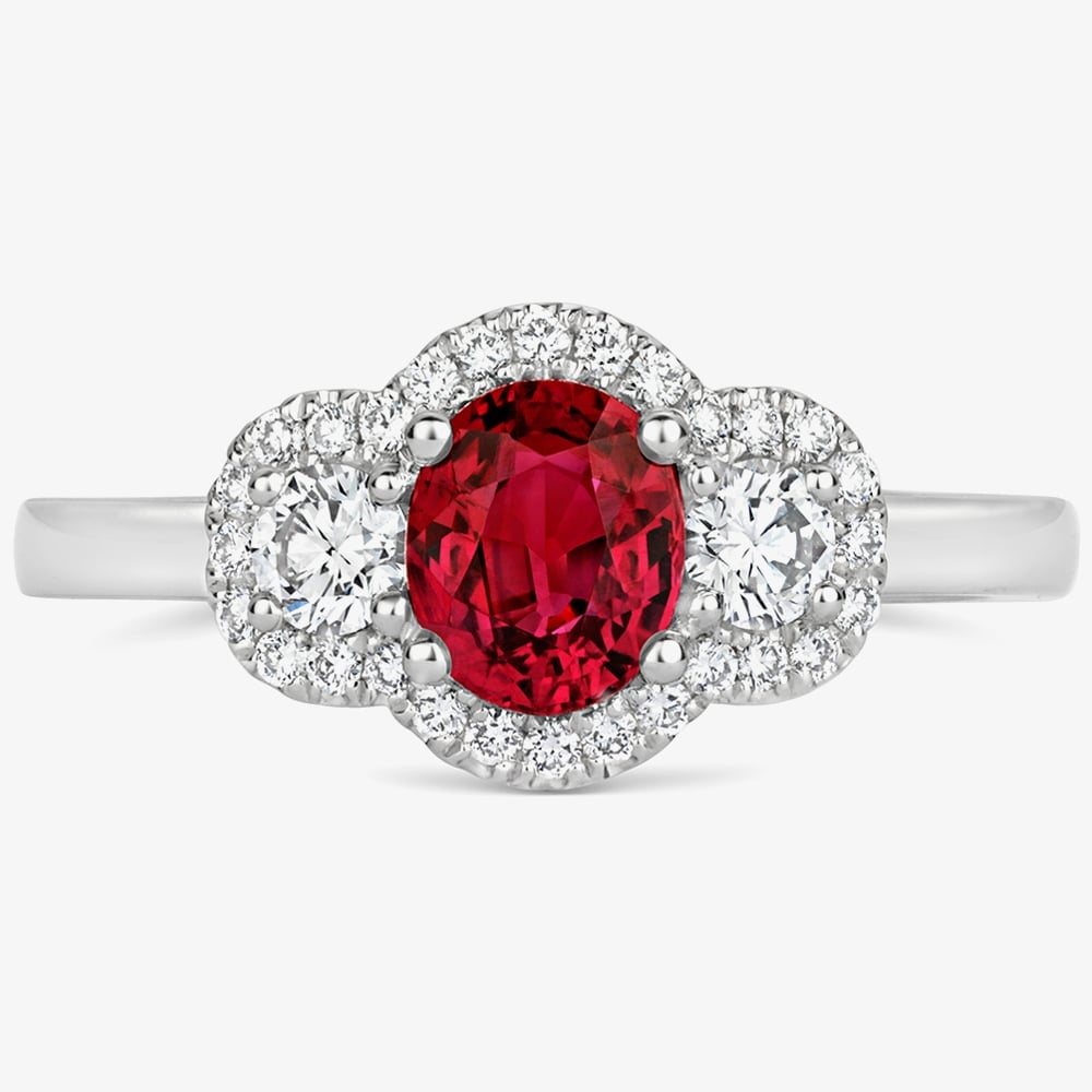 Tivon Platinum Ruby & Diamond Triple Cluster Ring RWP-1674-RB M 1/2