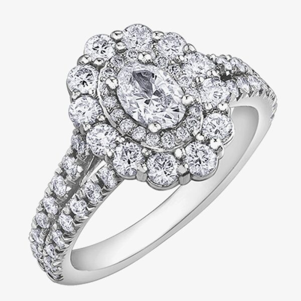Platinum 1.50ct Multi-Cut Diamond Cluster Split Shoulders Ring 30696WG/150-18 O