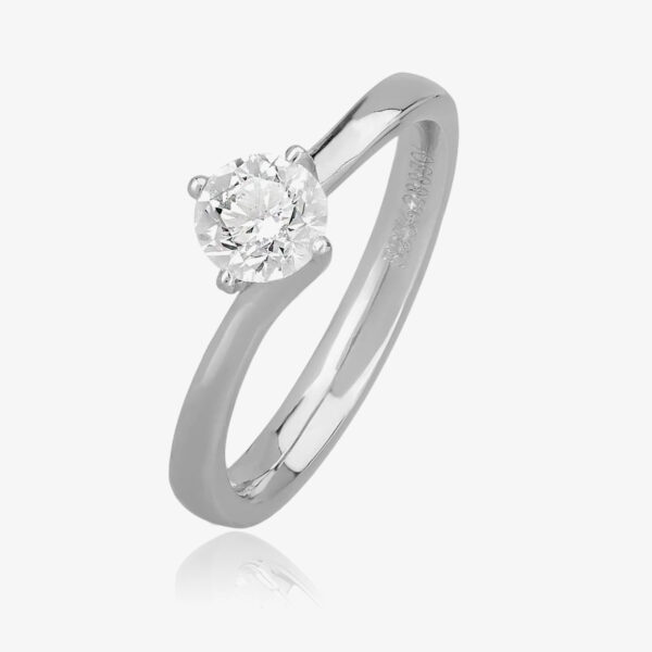 Signature Collection Platinum GIA Certificated Four Claw Diamond Twist Solitaire Ring RI-137(.60CT PLUS)-E/VS2/0.60ct