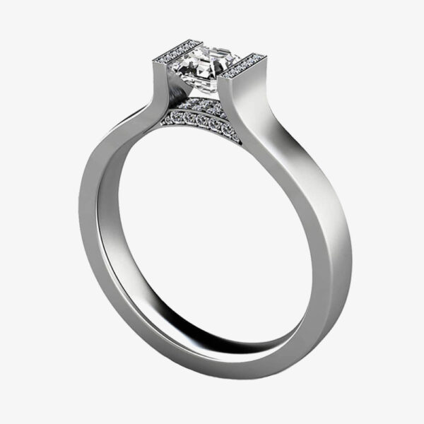 Geoghegan Chosen Platinum & Square Cut Diamond Tension Set Solitaire Ring FAC2/P
