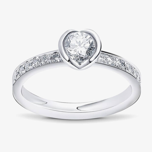 Geoghegan Fission Platinum & Diamond Rubover Solitaire with Diamond Shoulders Ring  FIH1/P