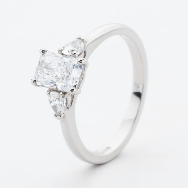 Platinum Certified 0.96ct Multi Cut Diamond Three Stone Ring RN11731