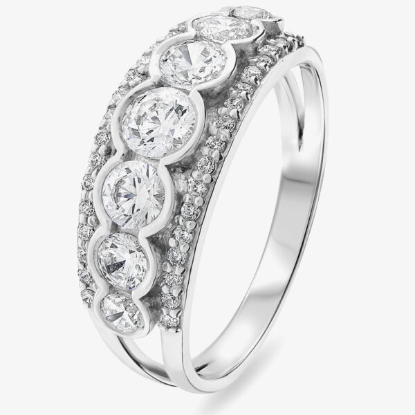 Platinum 1.50ct Diamond Rubover & Pave Three Row Ring 10365/PL/DQ10 Q