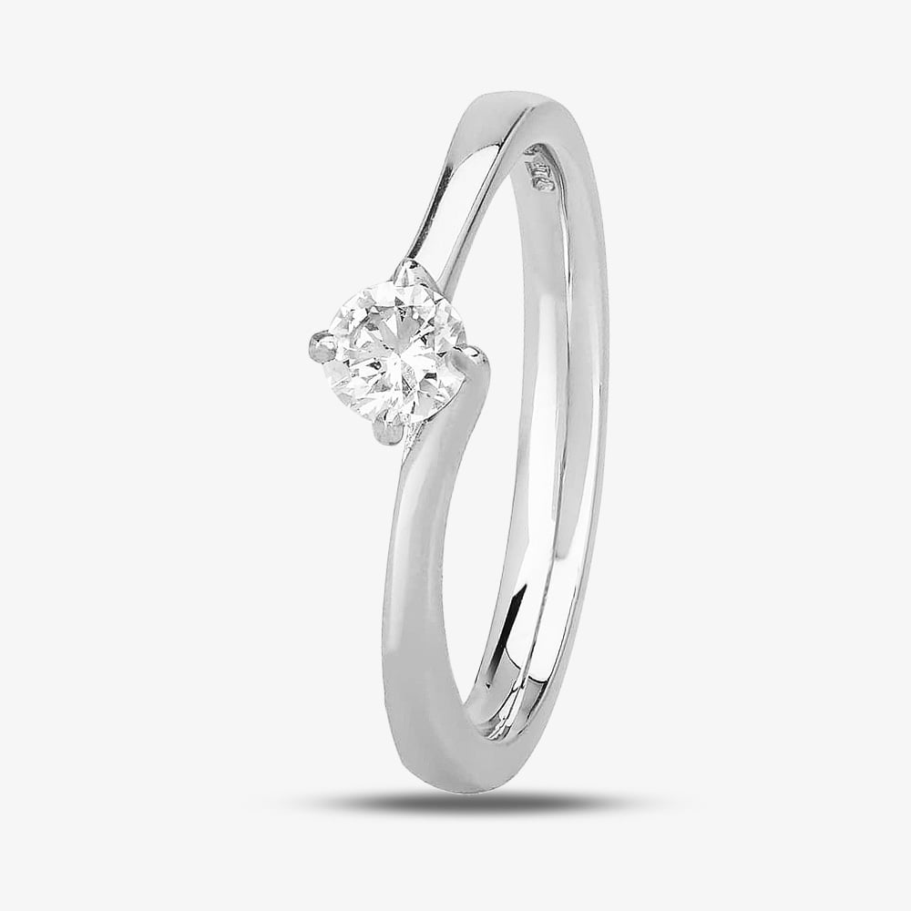 1888 Collection Platinum 0.25ct Diamond Twisted Solitaire Ring RI-137(.25CT PLUS) F/SI1/0.29ct
