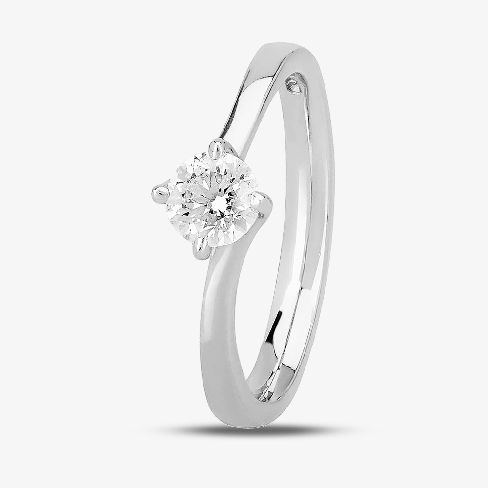 1888 Collection Platinum 0.50ct Diamond Twisted Solitaire Ring RI-137(.50CT PLUS)- J/SI1/0.52ct