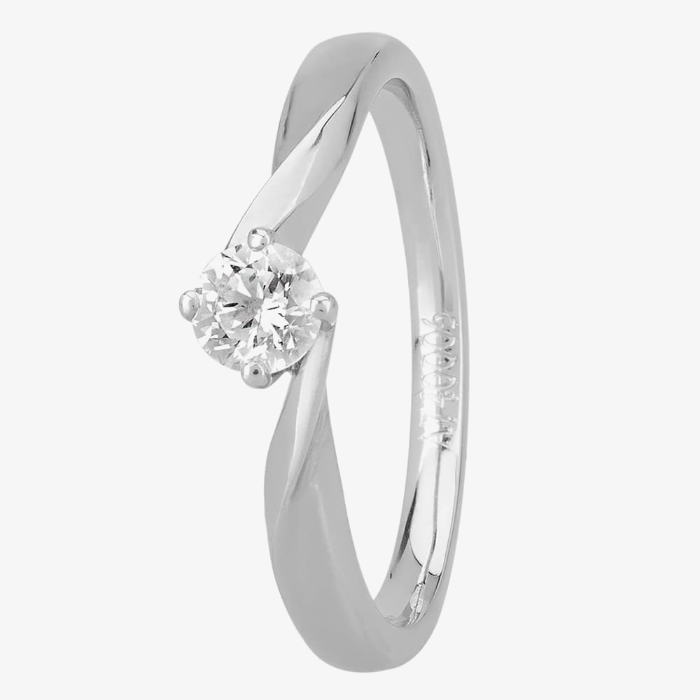 1888 Collection Platinum 0.25ct Diamond Twisted Solitaire Ring RI-1027(.25CT PLUS) F/SI1/0.27ct