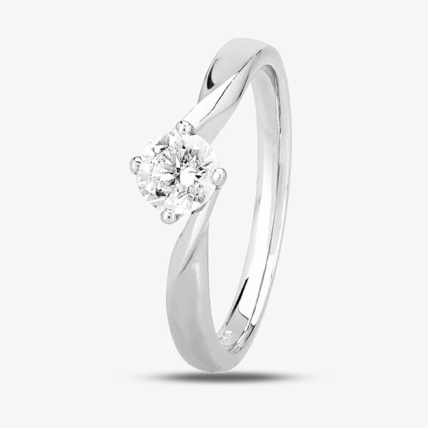 1888 Collection Platinum 0.50ct Diamond Twisted Solitaire Ring RI-1027(.50CT PLUS) H/SI2/0.50ct