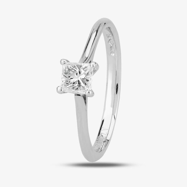 1888 Collection Platinum 0.40ct Princess-Cut Diamond Classic Solitaire Ring RI-2022(.40CT PLUS)- F/SI1/0.40ct