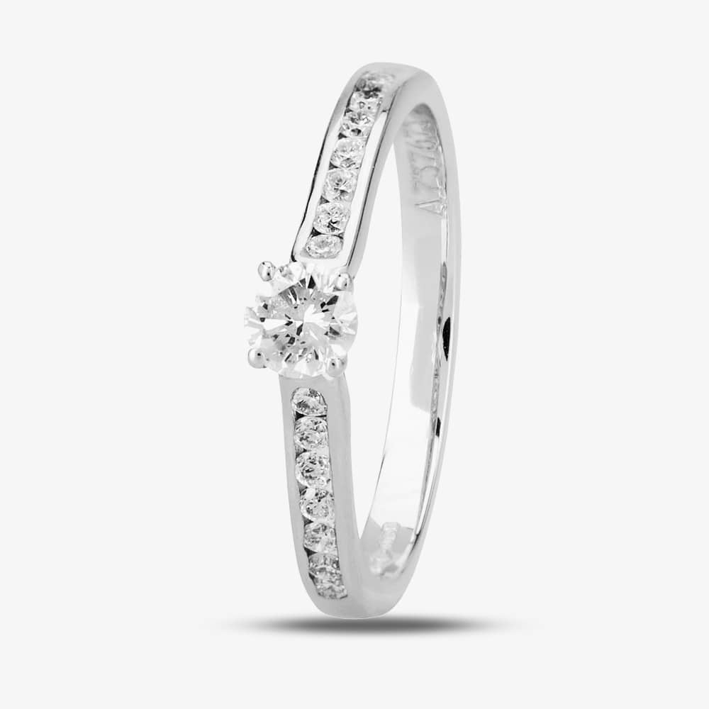 1888 Collection Platinum 0.25ct Diamond-Set Solitaire Ring RI-138(.25CT PLUS)- E/SI2/0.27ct