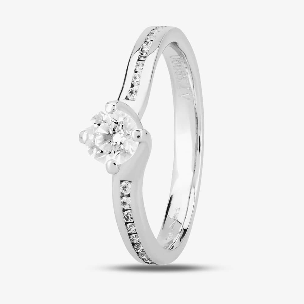 1888 Collection Platinum 0.40ct Channel-Set Diamond Solitaire Ring RI-1191(.40CT PLUS)- G/SI1/0.40ct