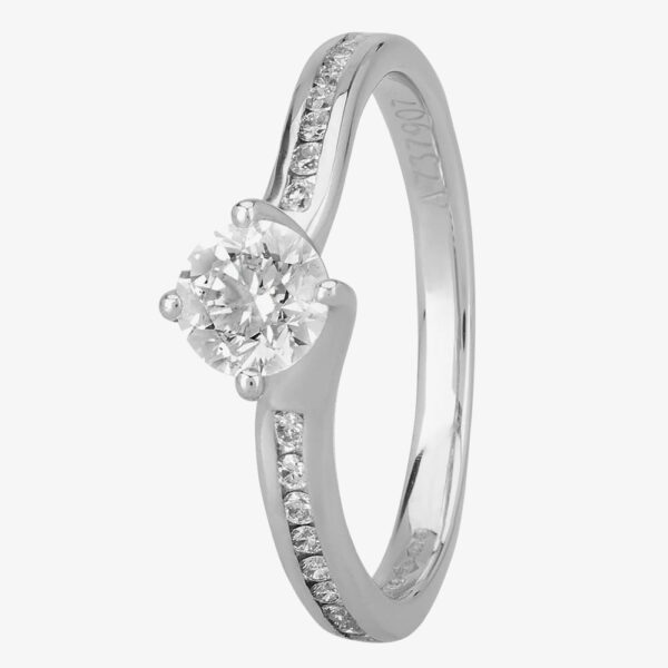 1888 Collection Platinum 0.50ct Channel-Set Diamond Solitaire Ring RI-1191(.50CT PLUS)- G/SI1/0.50ct