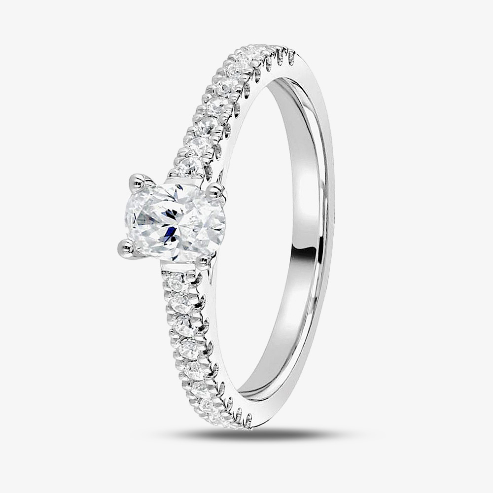 1888 Collection Platinum 0.40ct Oval Diamond Solitaire Ring RI-2250(6X4)(.40CT PLUS)- G/VS2/0.65ct